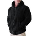 thumbnail image 4 of Men's Winter Hooded Jacket Hoodie Zipper Fleece Sweatshirt Winter Solid Color Outwear Long Sleeve Keep Warm Pocket Fashion Coat Windbreaker For Outdoor, 4 of 9