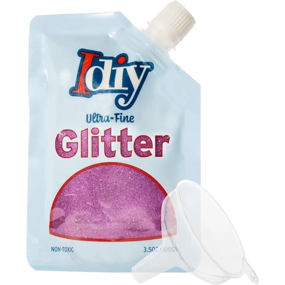 iDIY Ultra Fine Glitter (100g, 3.5 oz Pouch) w Easy-Pour Bag & Funnel-Raspberry Pink Extra Fine-Non-Toxic, DIY Arts & Crafts, School Projects, Festivals, Sparkle Decorations, Resin, Gift, Summer Camp