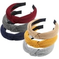 thumbnail image 1 of Diademas, 6 paquetes de banda para el cabello de tela, envoltura elástica ancha y lisa para la cabeza, lindos accesorios con nudos para mujeres y niñas, 1 of 5