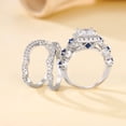 thumbnail image 4 of SFTING Wedding Rings Set for Women Princess Cut Engagement Rings Wedding Set Silver 18K Plated 5A CZ Sapphire Promise Size 7, 4 of 8