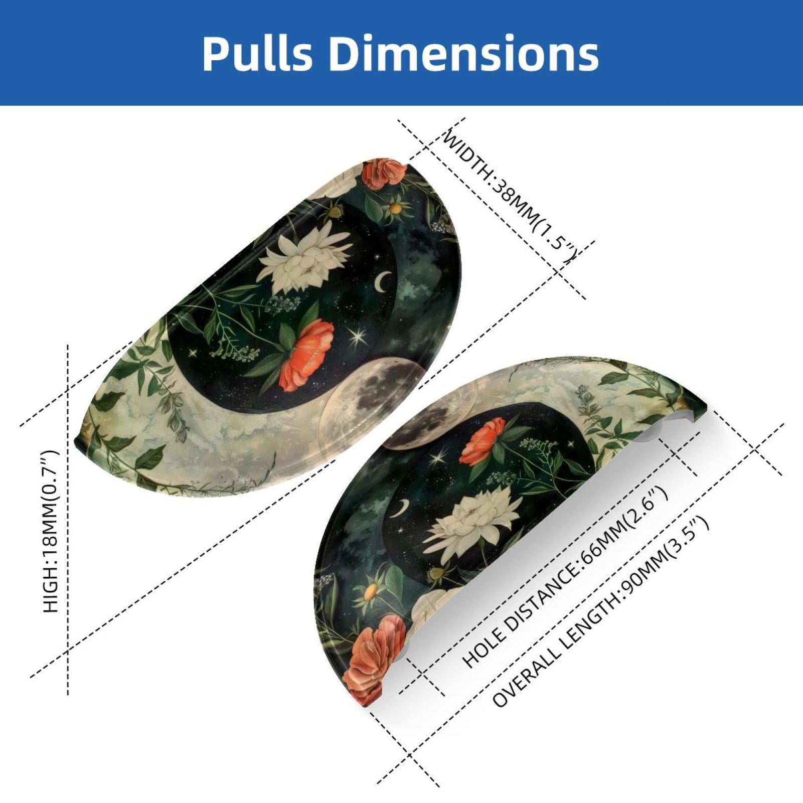 PhooArto 6 Pcs Cup Drawer Pulls, Floral and Moon Shell Shape Handles Cabinet Knobs for Dresser Cupboard Closet Wardrobe with Screws