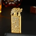 thumbnail image 3 of Windproof Dual Flame Quartz Dial Lighter with Visible Window - Adjustable Flame Size, Refillable Butane, Electroplated Finish - Unique Gift for Men and Women (Gas Not Included), 3 of 4