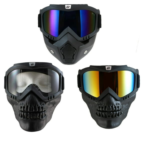 Birdz Eyewear Skullbird 3 Pairs Black Detachable Skull Mask Goggles Clear ReflecTech Blue Red Mirror Lenses