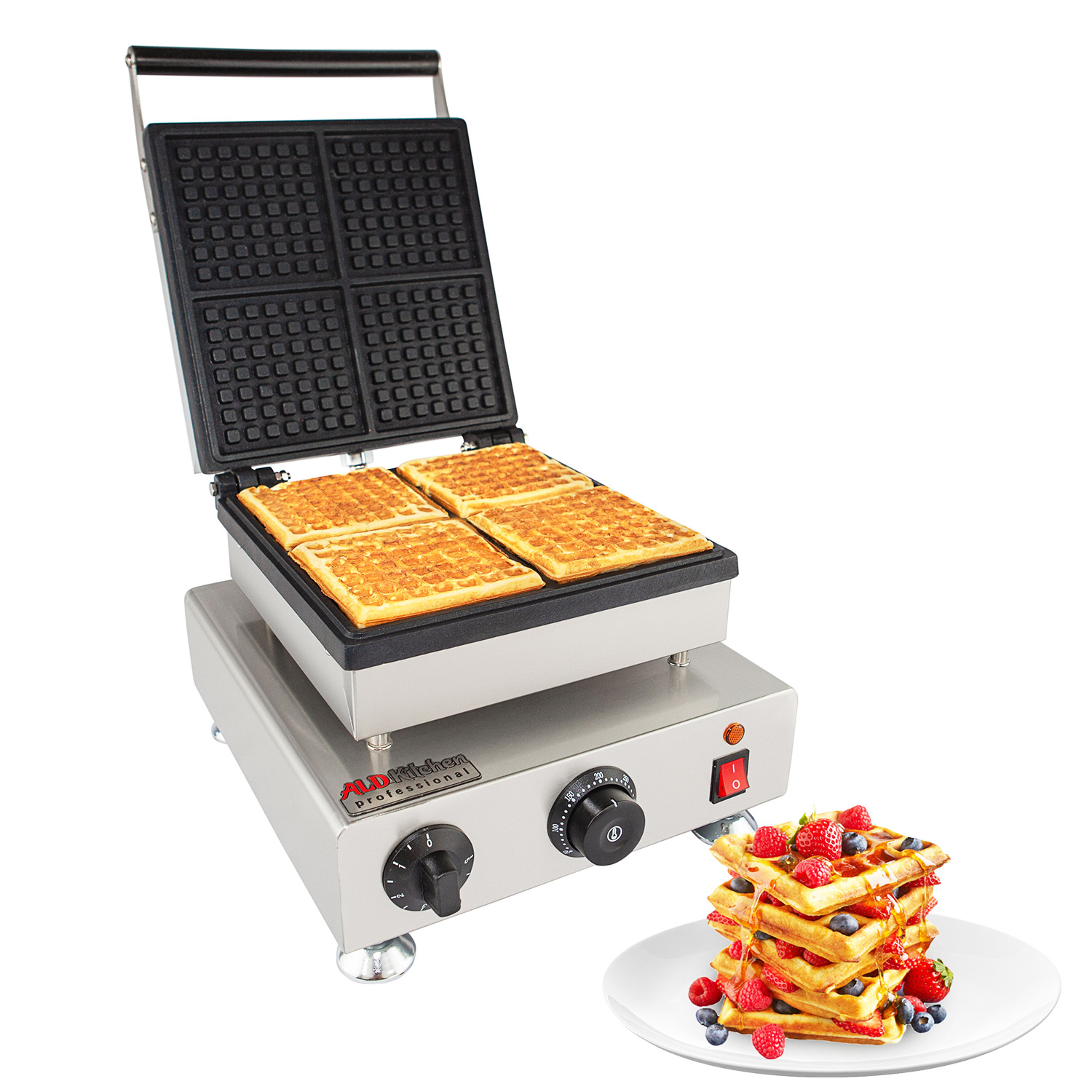 Belgian Waffle Iron Press Type 4 Square Waffles Professional Use