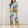 thumbnail image 3 of Disketp Pajamas Set Long Sleeve Sleepwear Womens Button Down Nightwear Pj Sets-African Women In Mountain Landscape, 3 of 9