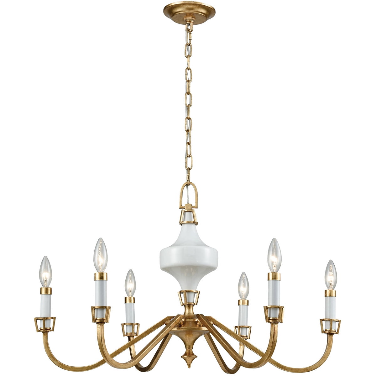 Chandeliers 6 Light Fixtures With Antique Gold Leaf Finish Metal