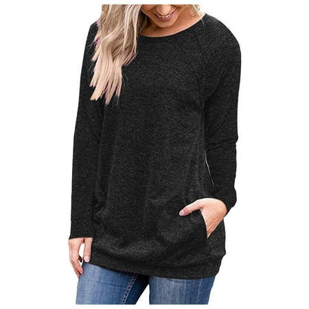 

HSMQHJWE Long Sleeve V Neck Women V Neck Workout Women Plus Size Warm Sweatshirt Solid Color O Neck Shirt Pullover Casual Soft Top Blouse Fashion Tee T-Shirt Long Sleeve Scrub Shirts For Women