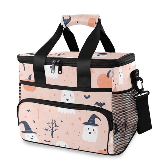 FORMRS Insulated Cooler Bag 24 Cans Capacity Soft Leakproof Lunch Box with Side Pockets, Cute Cartoon Halloween