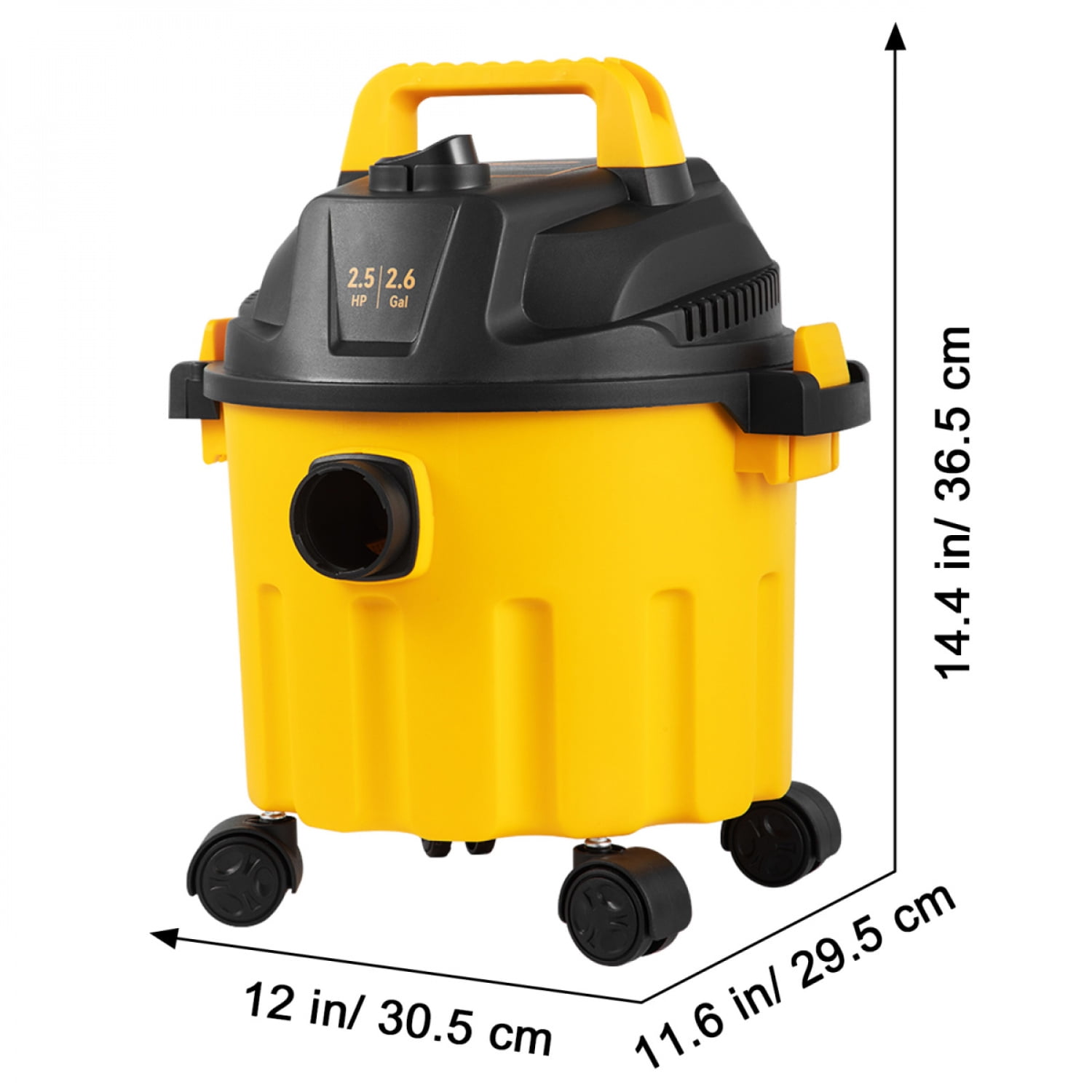 3 in 1 Wet Dry Blow Shop Vacuum 2.6 Gallon 2.5 Peak HP ETL Listed Portable With Attachments For Home Car Workshop Yellow Black
