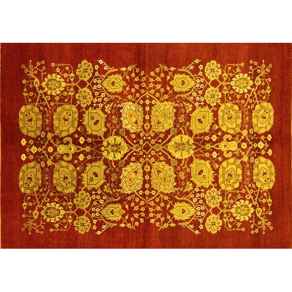 Ahgly Company Machine Washable Indoor Rectangle Oriental Yellow Industrial Area Rugs, 3' x 5'