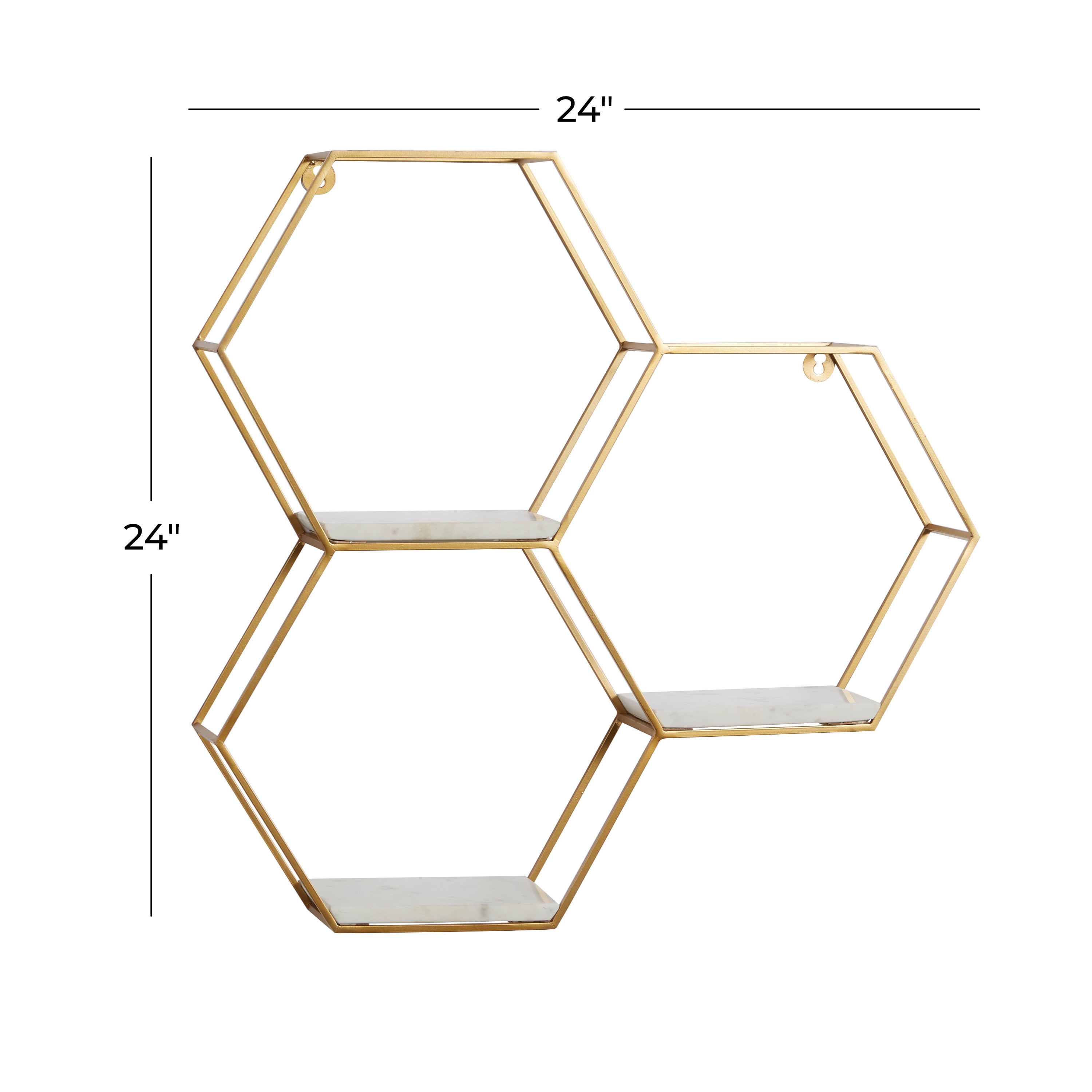 galop seks Faeröer DecMode 24" x 6" Hexagon 3-Tier Gold Wall Shelf - Walmart.com