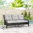 thumbnail image 3 of Outsunny 3 Seater Outdoor Sofa with Cushions Rattan Patio Couch Light Grey, 3 of 10