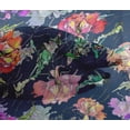 thumbnail image 3 of oneOone Viscose Chiffon Navy Blue Fabric Texture|Leaves & Floral Artistic Sewing Fabric By The Yard Printed Diy Clothing Sewing Supplies 42 Inch Wide, 3 of 4