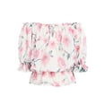 thumbnail image 3 of LilyLLL Womens Floral Print Off Shoulder Casual Chiffon Blouse Tops, 3 of 5