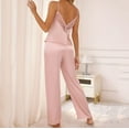 thumbnail image 5 of Annhoo Womens Pajama Sets 2 Piece Satin Outfits Casual Sleeveless Spaghetti Strap Nightwear and Pants Loungewear, 5 of 8