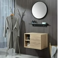 thumbnail image 4 of FULLWATT Wall Mounted Bathroom Vanity, Side Shelves with Round Mirror, Natural Color, 4 of 8
