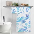thumbnail image 4 of Coolnut Watercolor Seahorse Blue Bath Towels with 1 Washcloth, 27"x54" + 12"x12"100% Cotton Bathroom Towels Set, Ultra Absorbent and Super Soft Bath Towel for Hotel, Home, 4 of 6