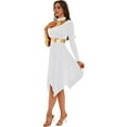 thumbnail image 3 of Aiihoo Womens Metallic Liturgical Praise Dance Dress High-low Length Church Worship Lyrical Dress White M, 3 of 7