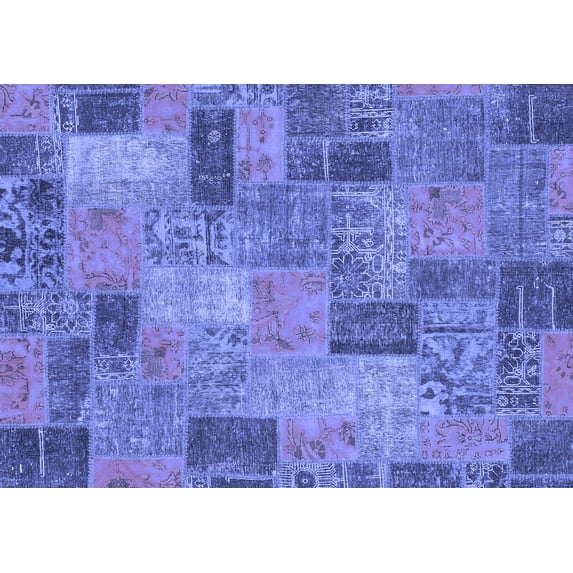 Ahgly Company Indoor Rectangle Patchwork Blue Transitional Area Rugs, 7' x 10'