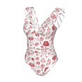 thumbnail image 4 of Yiaed Flower Leaves Print Women's Ruffled One Piece Swimsuit V Neck Swimwear Slimming Monokini for Woman-Medium, 4 of 8