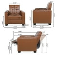 thumbnail image 5 of GDF Studio Langseth Contemporary Tufted Pushback Recliner, Cognac Brown Faux Leather and Dark Brown, 5 of 13