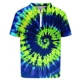 thumbnail image 4 of Dagegui Men's Golf T-Shirts Colorful Tie Dye Print Short Sleeve Pullover Tops Trendy 1/4 Zipper Turndown Shirts Summer Lightweight Sport Tees Dark Blue,2XL, 4 of 4
