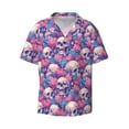 thumbnail image 2 of Lsque white Skull blue flower print Men's Cuban Collar Short Sleeve Shirt Summer Beachwear Casual Button Down Fashionable Vacation Leisure Shirt-4X-Large, 2 of 7