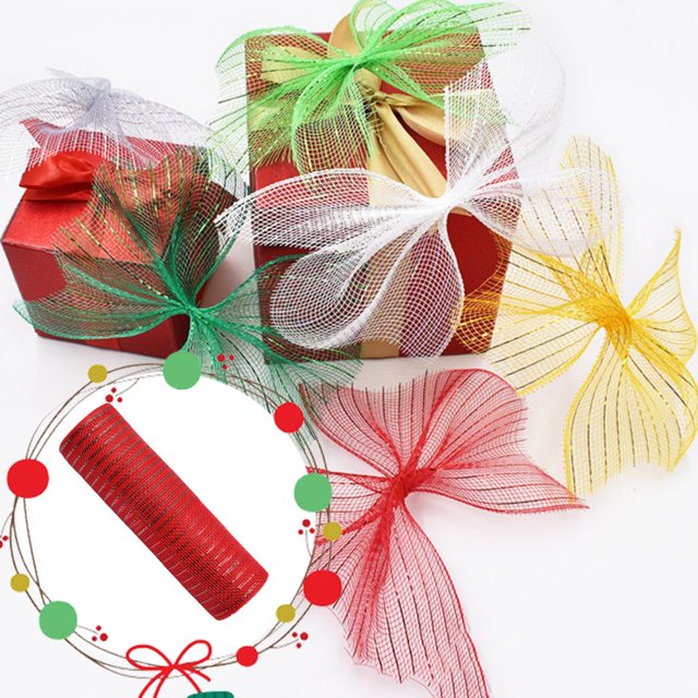 MesaSe craft supplies Poly Mesh Ribbon With Metallic Foil Each Roll For Wreaths Swags Bows Wrapping And Decorating