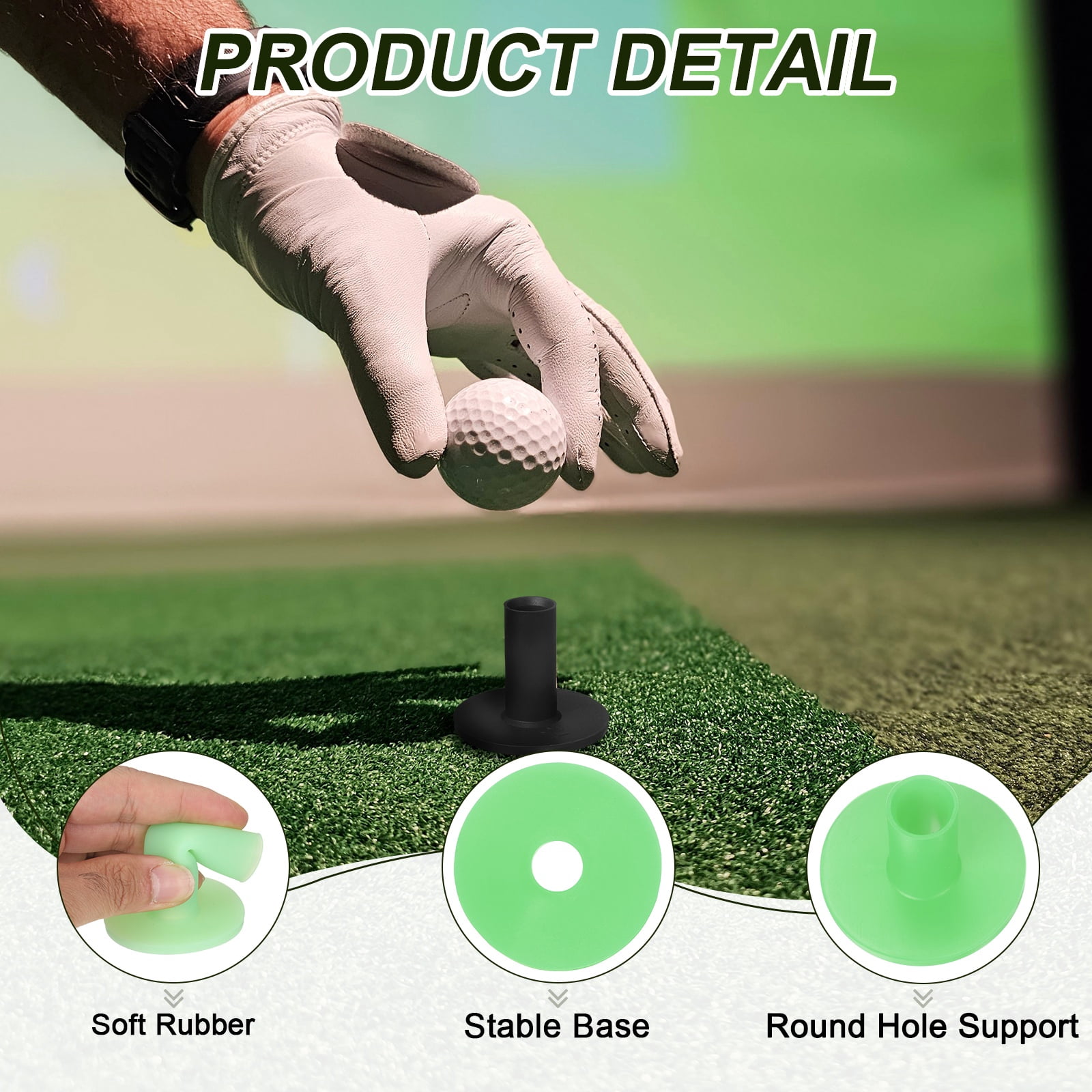 Uxcell Rubber Golf Tees for Mats, 8 Size & 16Pcs & Green Unbreakable Golf Training Tees Simulator Practice-Fitting for (Indoor Outdoor Practice Backyard Home Office Driving Range)