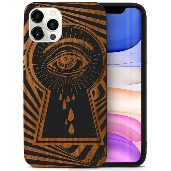 Case Yard Wooden Case for iPhone-12/12-Pro Soft TPU Silicone cover Slim Fit Shockproof Wood Protective Phone Cover for Girls Boys Men and Women Supports Wireless Charging Peaky Eye Design