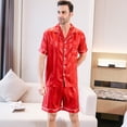 thumbnail image 5 of Men's Silk Pajama Set | Silky Satin | Short Sleeve Top and Shorts | Button Pajama Set, 5 of 8