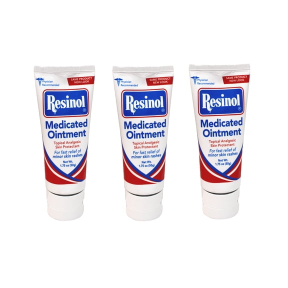 Resinol Medicated Ointment Topical Analgesic Skin Protectant for Minor Skin Irritations 1.75 oz (Pack of 3)
