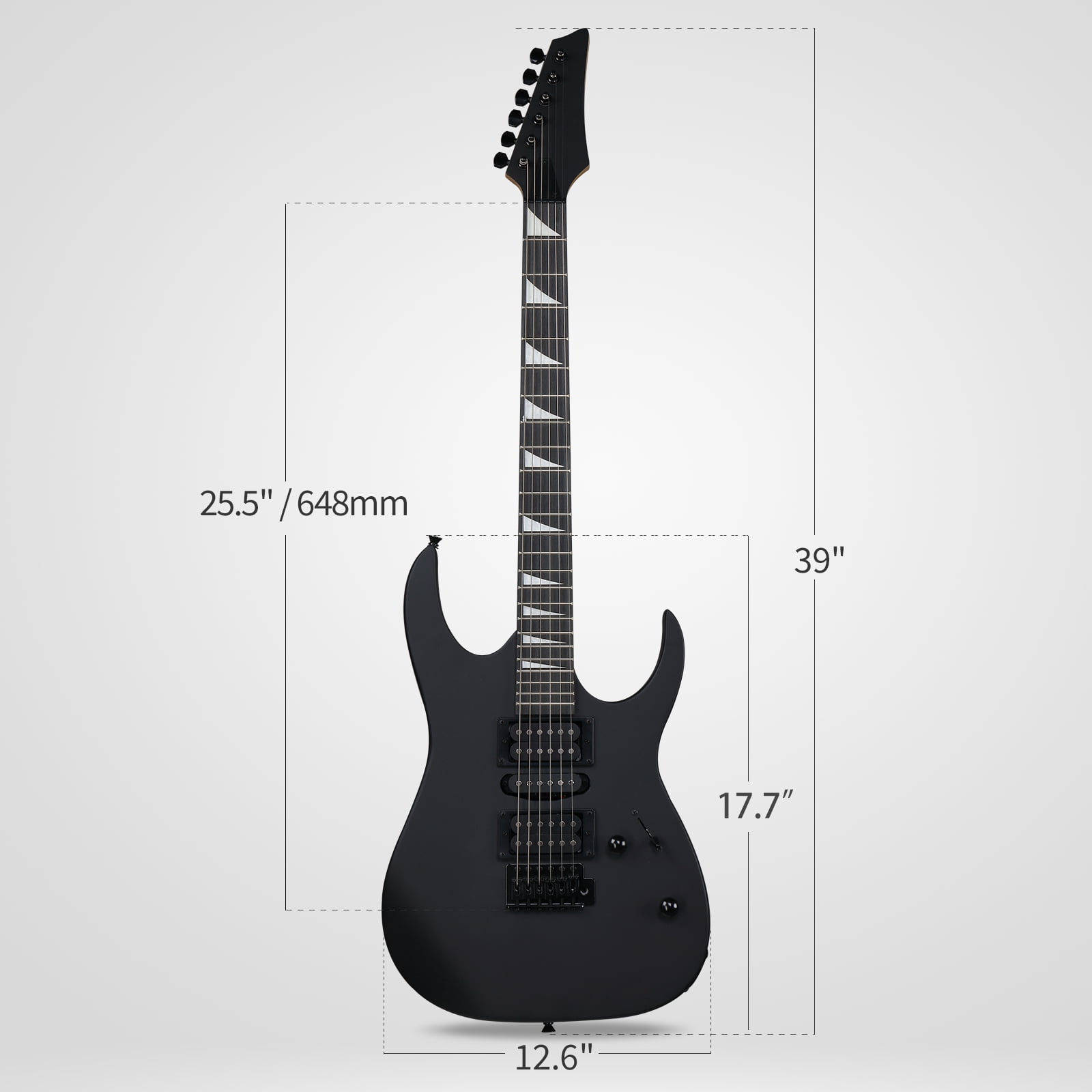 Ktaxon 39in Electric Guitar Beginner Kit with 20W Amp HSH Pickups, Bag, Capo, Strap, Cable, Picks, Matte Black