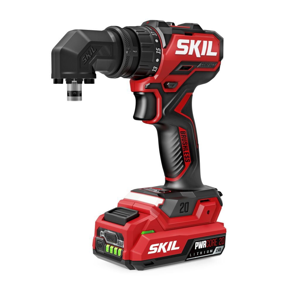 SKIL Brushless 20V Compact Multi-Head Drill Driver Kit Including 2.0 Ah USB-C Battery & PD Charger-QD6293B-10