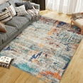 thumbnail image 2 of Washable Area Rugs 8'x10' Non-Slip Modern Abstract Soft for Living Room Entryway Bedroom, Print Pattern, Teal Blue Orange Rust Red Coloreful, 2 of 7
