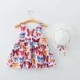 thumbnail image 2 of Vestido de verano Honeeladyy para bebé niña, sin mangas, con cuello halter y flores, con sombrero para la escuela (rosa, 4-5 años), 2 of 5