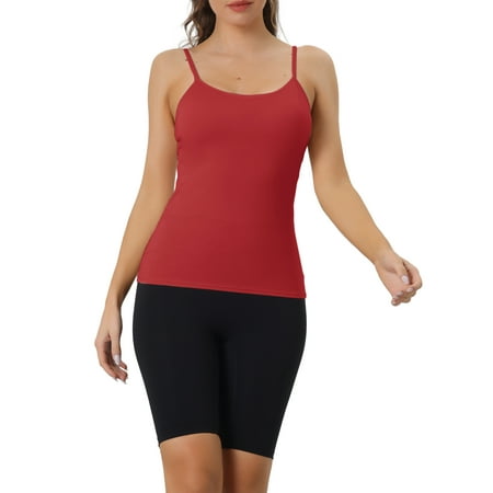 Allegra K Women s Camisole Built-in Bra Padded Adjustable Spaghetti Strap Sleeveless Tanks Tops M Burgundy
