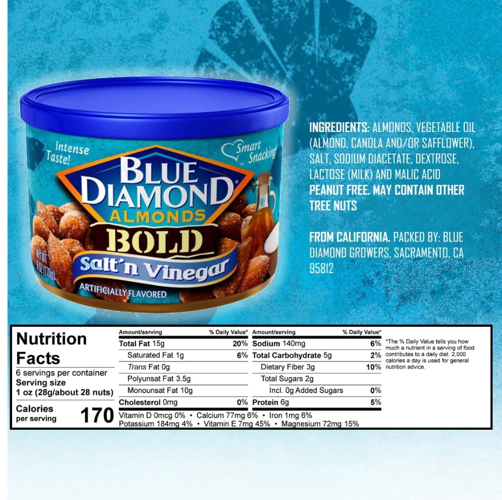 Blue Diamond Bold Salt n Vinegar Almonds 6 oz - 5 Pack