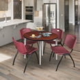 thumbnail image 2 of Regency Kahlo 36 in. Round Breakroom Table- Cherry Top, Chrome Base & 4 M Stack Chairs- Burgundy, 2 of 8