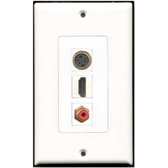 RiteAV - 1 Port HDMI 1 RCA Red 1 S-Video Wall Plate Decorative