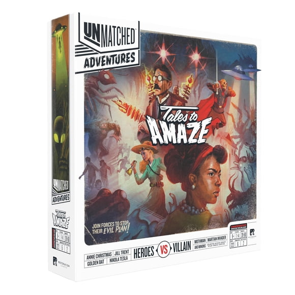 Restoration Games Unmatched Adventures Tales to Amaze - Cooperative Strategy Board Game for 1 to 4 Players - Heroes and Villains with Miniatures - 40-60 Min Playtime - Ages 9+