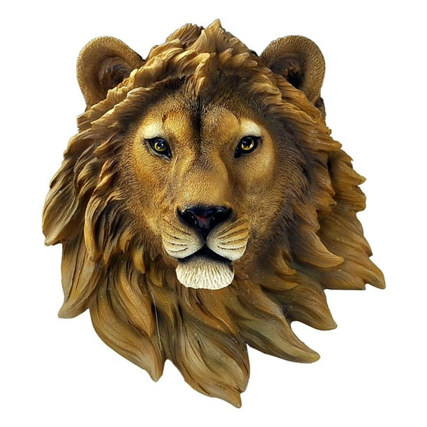 Cabeza de animal en Faux Taxidermia Busto de animal Máscaras de animales Escultura de pared de pared Busto Estatua León León 20x9.5x23cm