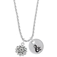 thumbnail image 1 of Delight Jewelry Silvertone Antiqued Snowflake Silvertone Script Initial Disc - & - Charm Necklace, 20"+3", 1 of 4