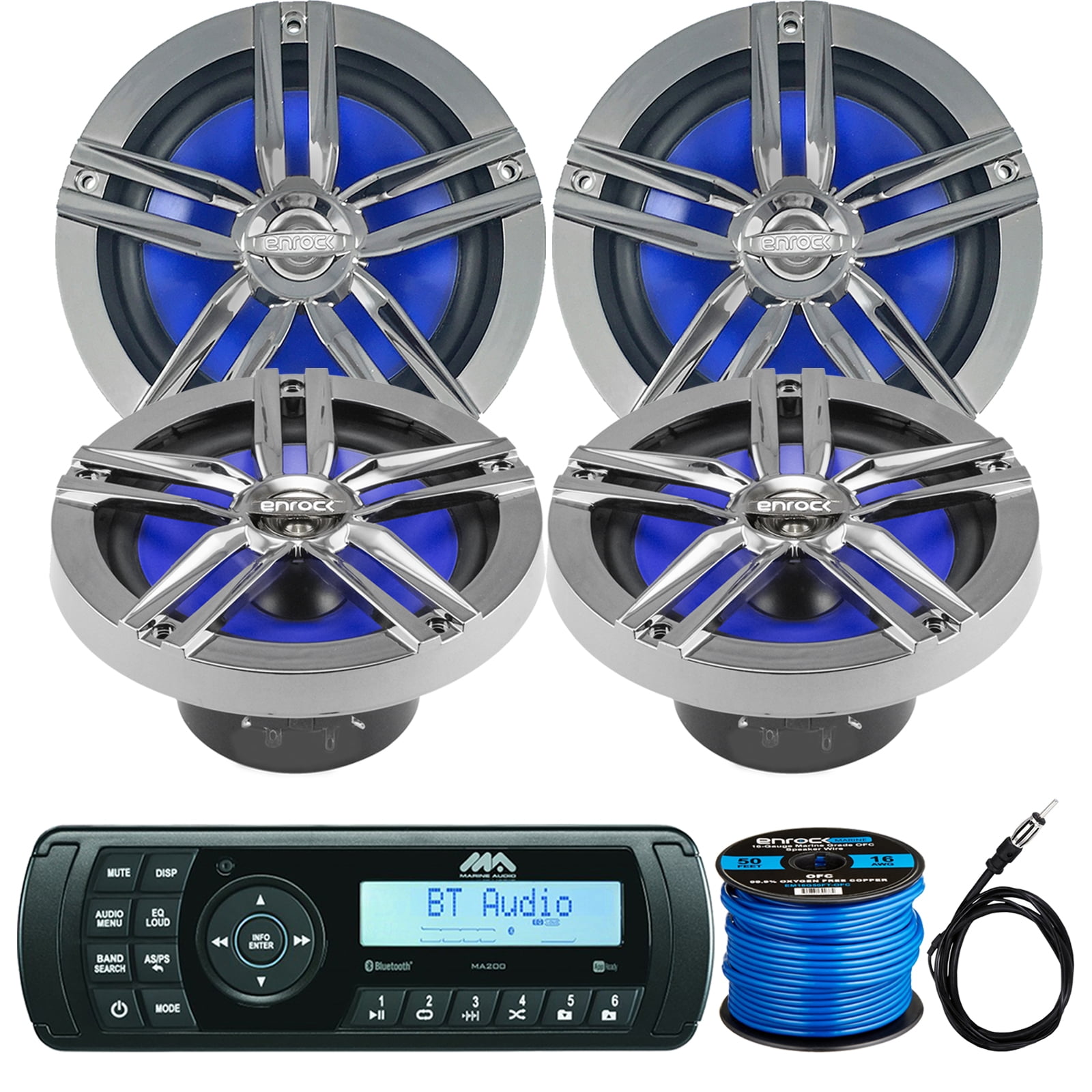 Jensen Marine Audio MA200 AM/FM/USB/Bluetooth Waterproof Stereo, 4 x
