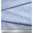 thumbnail image 3 of Soimoi Blue polyester Crepe Fabric Wreath & Bird Print Fabric by the Yard 42 Inch Wide, 3 of 5