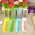 thumbnail image 2 of 4PCs Mini Travel Hair Brush with Mirror, Colorful plastic Hair Combs Set, Rectangular Girls' Mirror Comb 2 in 1 Beauty Tools, Portable Folding Pocket Combs., 2 of 5