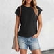 thumbnail image 1 of MKLEKYY Playeras Mujer Casual Camiseta De Verano De Manga Corta Para Mujer, Color Liso, Con Mangas Cubiertas Talla M, 1 of 3