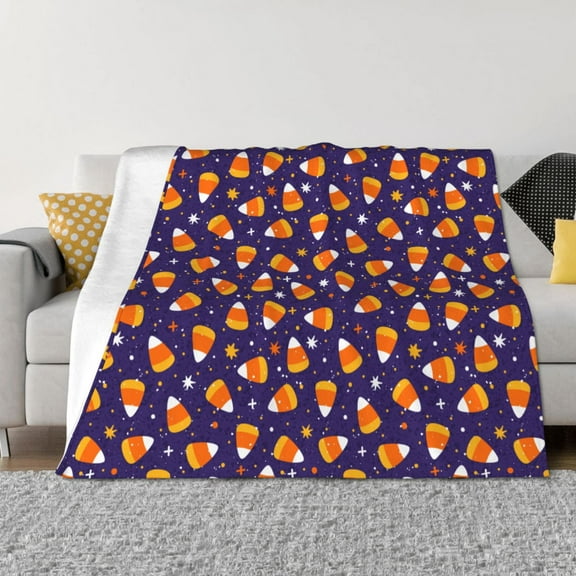 Vsdgher Candy Corn (2) Pattern Fleece Throw Blanket, Horizontal Fleece Bedding Home Decor for Couch & Bed All Season Use -40"x30"