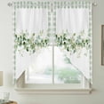 thumbnail image 5 of Eucalyptus Leaf Swag Valances for Windows 2 Pack Watercolor Spring Green Leaf Green Plaid Swag Kitchen Curtains 45 Inches Long Rod Pocket Short Window Treatment for Kitchen Bathroom 36"x45", 5 of 9