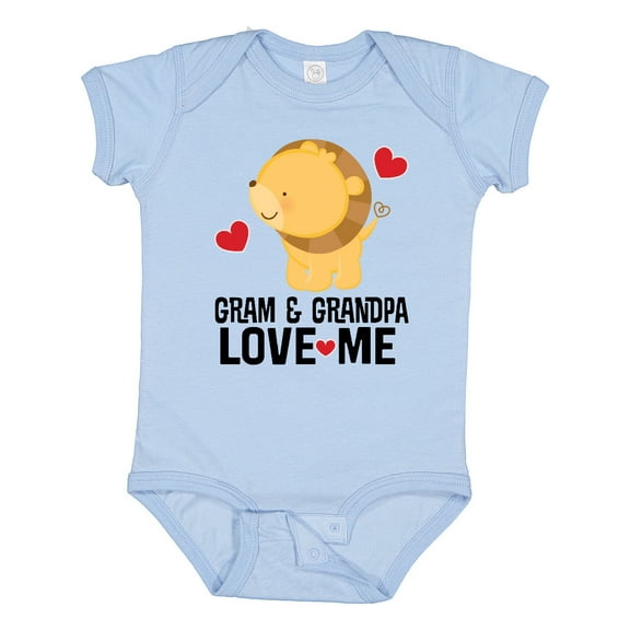 Inktastic Gram and Grandpa Love Me Grandchild Lion Boys Baby Bodysuit